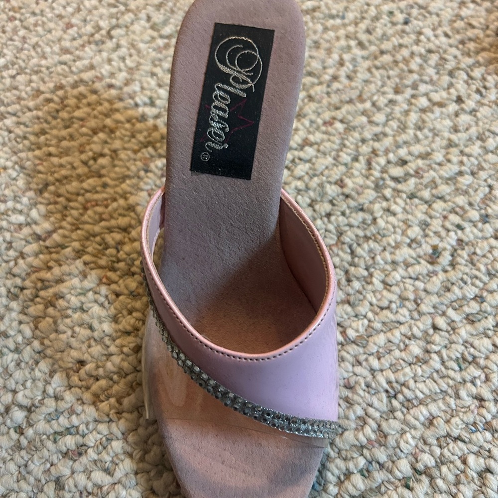 Pleaser Light Pink Heels with Glittering Strap
